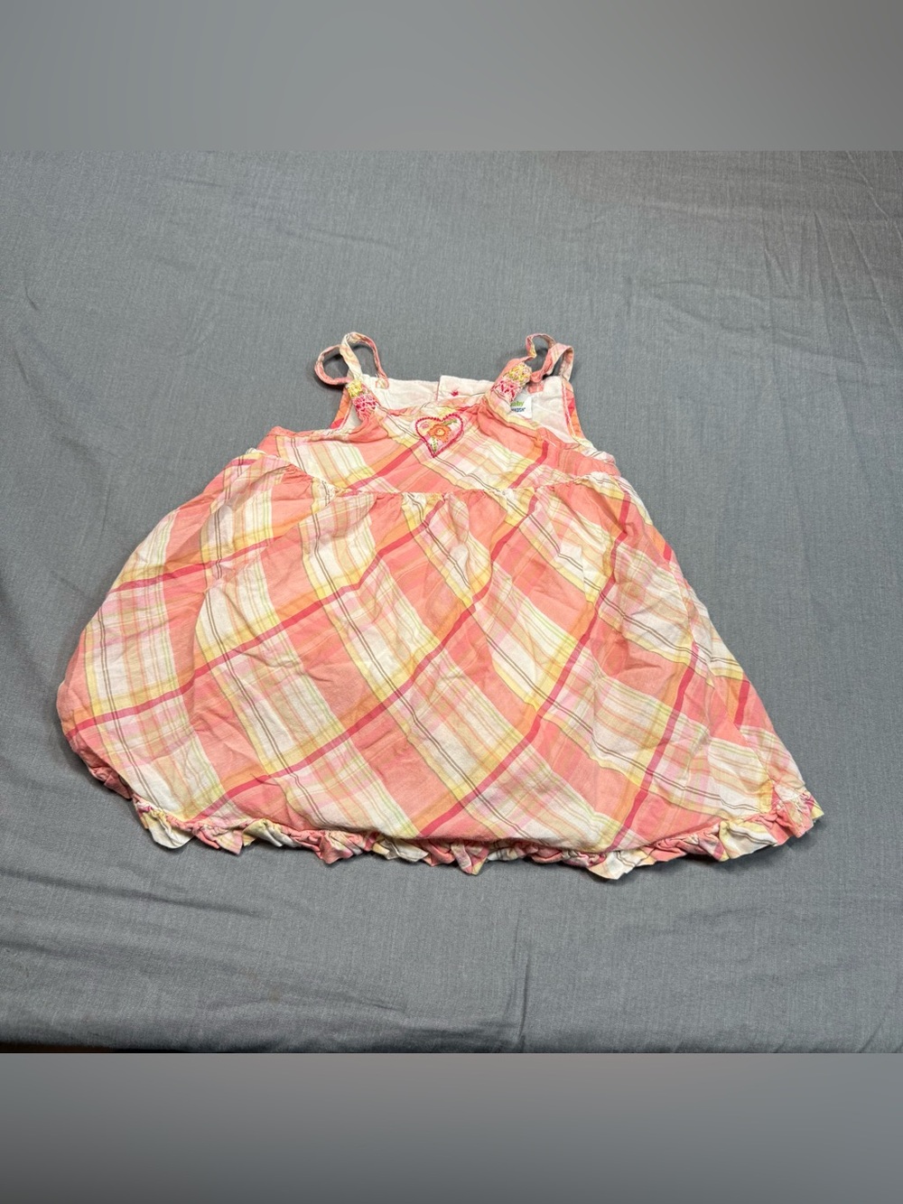 OshKosh B'gosh Pink Plaid Sundress Top with Heart Detail